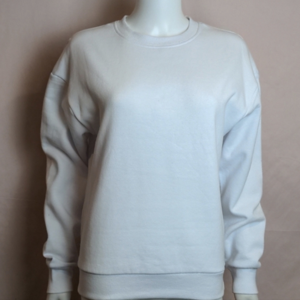 Reflex Ultra Soft White Crew Neck Fleece Pullover Sweatshirt